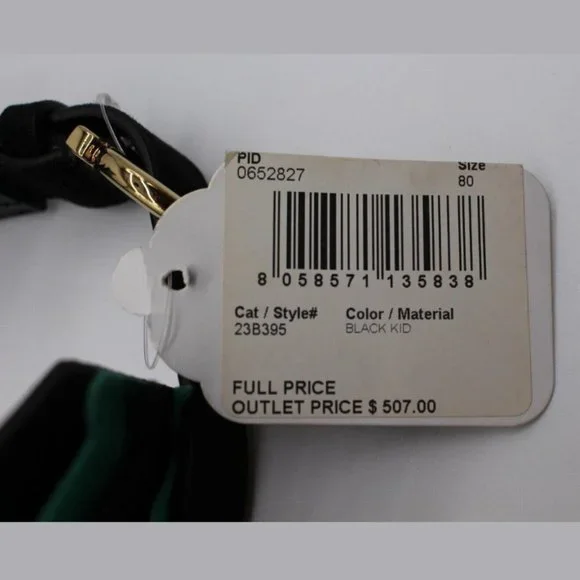 $725 Salvatore Ferragamo Belt - Black/Green Suede Leather Women\'s Size 80 $725 Salvatore Ferragamo Belt - Black/Green Suede Leather  main image 3